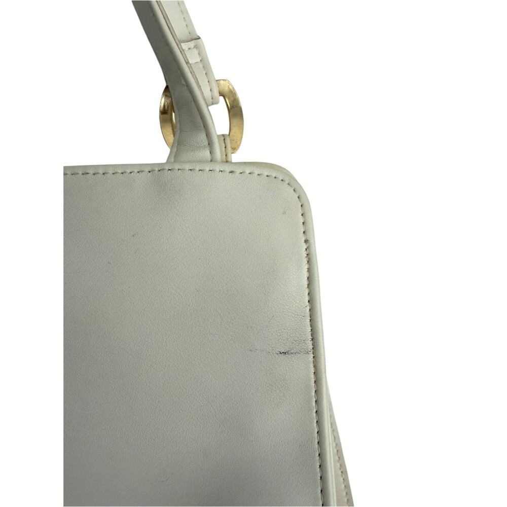 Vintage 90s Liz Claiborne Cream Shoulder Bag Multi Compartment Minimal Classic - Picture 5 of 16
